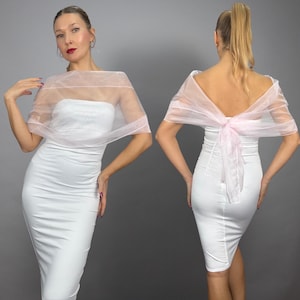 Woman wrap pink shawl bolero wedding , prom wrap evening wrap organza woman shawl woman gift wrap with string woman scarf bridesmaids scarf