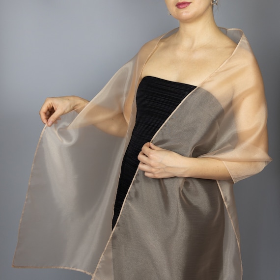 beige organza wrap beige sheer shawl beige scarf beige sheer shrug bridesmaids scarf woman sheer scarf evening shawl prom