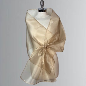 Matrimonio bolero scialle avvolgente in organza dorata di lusso, involucro per ballo di fine anno, involucro per abiti da sera, scialle da donna in organza, carta da regalo per donna, colori disponibili immagine 1