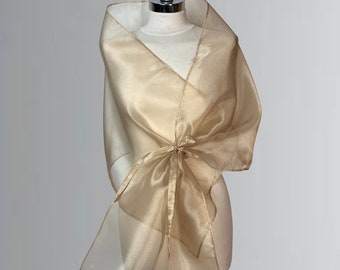 Matrimonio bolero scialle avvolgente in organza dorata di lusso, involucro per ballo di fine anno, involucro per abiti da sera, scialle da donna in organza, carta da regalo per donna, colori disponibili