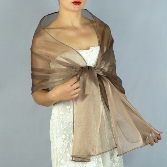 Brown Bronze Chiffon Shawl Wrap Shrug Summer Sprinng Evening Etsy