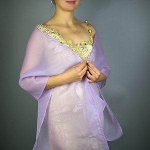 Light violet organza wrap light violet sheer shawl scarf light violet sheer shrug bridesmaids scarf woman sheer scarf evening shawl prom