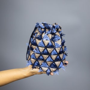 Elegante borsa con paillettes blu navy, borsa da sposa primavera estate in pizzo di raso, borsa per soldi, comunione, festa, accessorio per abito blu, pochette