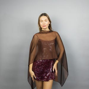 Brown capelet brown shrug Greek style wrap sheer Greek cape sheer scarf brown bridesmaids wrap sheer bridal cape brown shawl