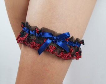 Nudal Lingery Porte-jarretelles de mariée porte-jarretelles bleu rouge noir dentelle de bal demoiselle d’honneur cadeau