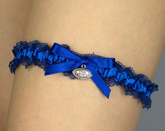 Black blue tossing garter keepsake wedding bride Rugby American Football prom garter bachelorette party bridal gift wedding gift