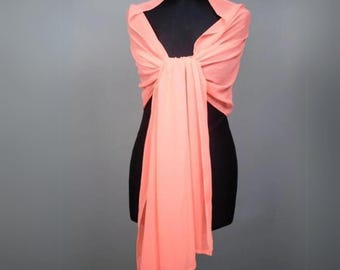 Light Salmon Pink Rose Chiffon wrap shawl bolero summer spring wedding shrug, bridesmaids wrap, prom shawl, pink scarf, woman scarf, gift