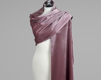 Pink blush velvet velour wrap shawl bolero Winter wedding shrug velvet scarf pink mauve velvet, rose velvet