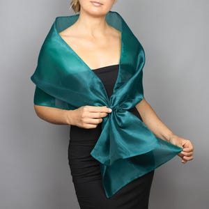 Chal de organza con lazo de pavo real: chal transparente para dama de honor, bolero para boda o bolero para noche.