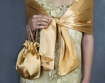 Goldener Schal Bolero Winter Hochzeit, Shrug eleganter Schal, goldener Schal, goldener Satin Schal, leichter goldener Schal, minimalistischer Schal, Abschlussball