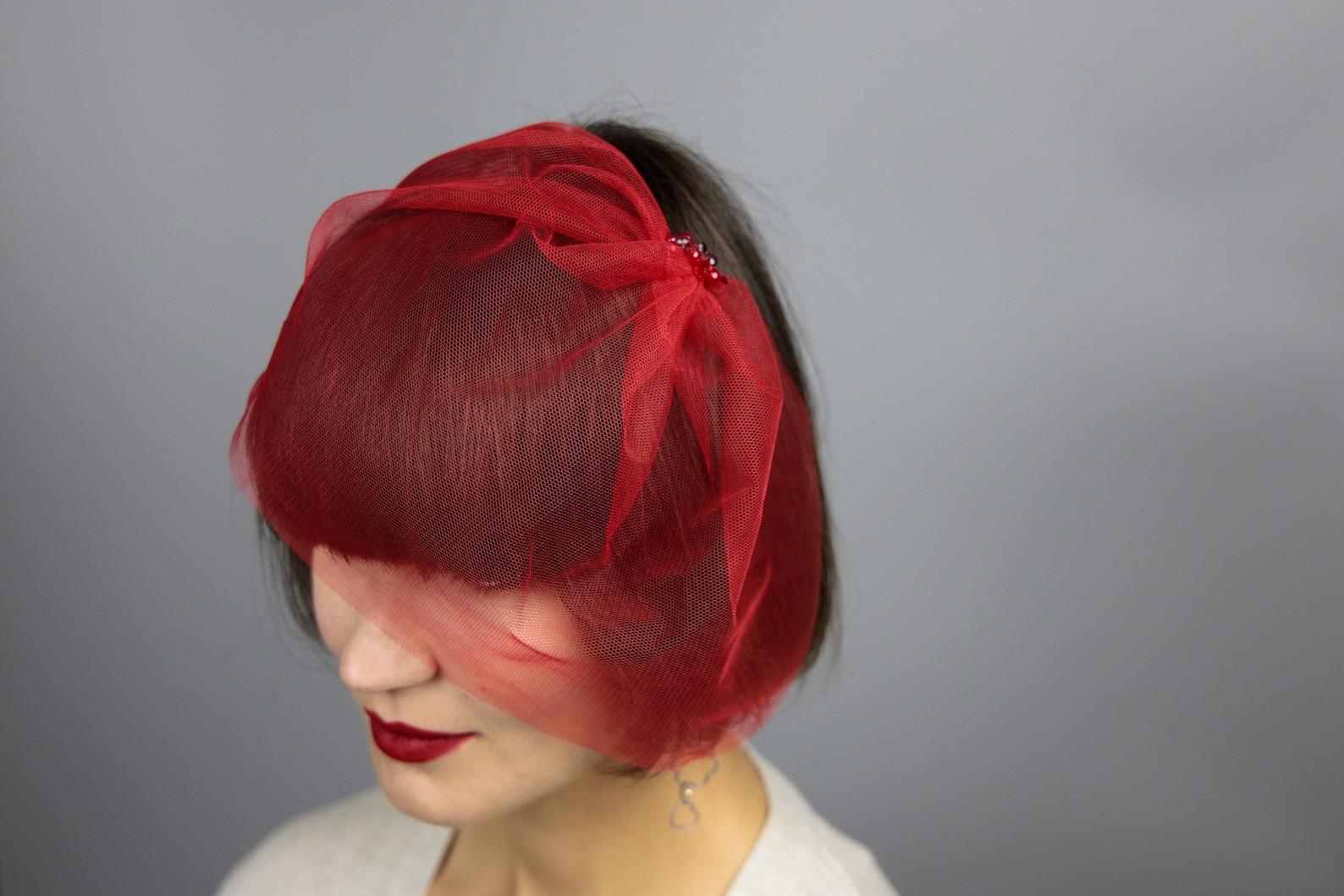 Burgundy Birdcage Veil / Russian Veil / Red Veil Scarlet Veil Etsy