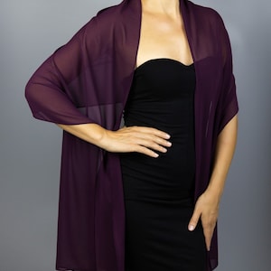 Luxury Chiffon wrap shawl bolero Winter wedding shrug elegant 200 cm burgundy wine purple mahogany sangria stole