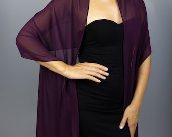 Luxus Chiffon Wickelschal Bolero Winter Hochzeit Shrug elegante 200 cm bordeaux weinrot mahagoni sangria Stola