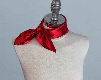 Bufanda de satén para el cuello, bufanda roja, bufanda de varios colores, corbata roja para el cuello, accesorios para mujer, bufanda cuadrada, otros colores disponibles bajo pedido.