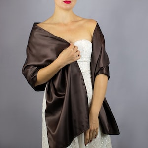 Brown satin scarf brown wrap brown shawl wedding shrug brown satin wrap brown satin scarf chocolate woman scarf prom wrap