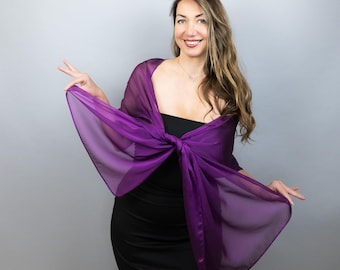 Purple Sheer Wrap Shawl, Light chiffon wrap, bridesmads shrug, woman scarf, prom scarf