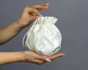 Ivory bag ivory satin organza bag ivory purse ivory clutch wedding bag bridal bag communion bag prom bag ivory satin money bag small purse