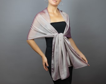 Sciarpa in chiffon di perle, scialle argento, scialle rosa grigio, sciarpa trasparente color perla, scialle argento rosa, scialle da damigella d'onore, sciarpa rosa da donna, regalo
