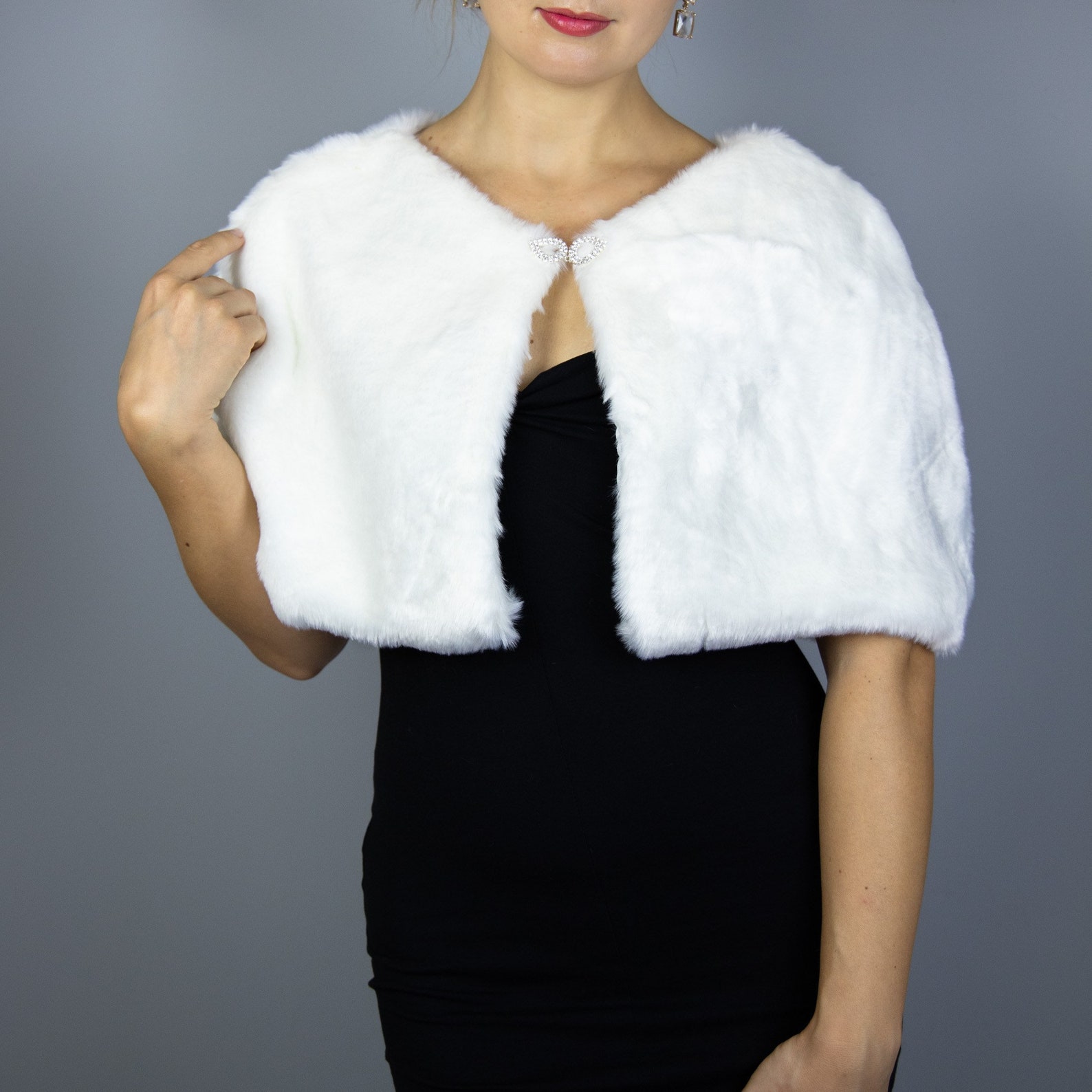 Off White Faux Fur Shrug Cape Capelet Shawl Wedding Party Etsy
