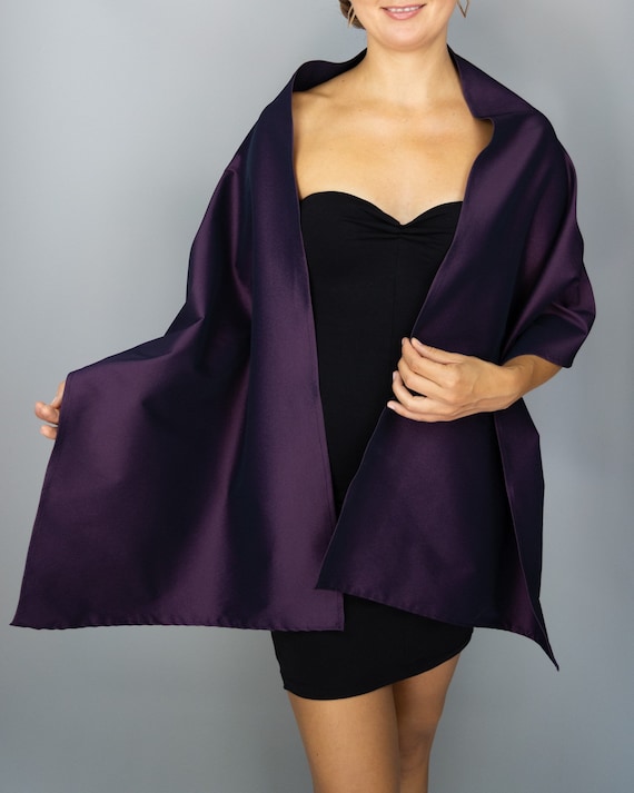 Purple Aubergine Eggplant Taffeta Wrap Shawl Bolero Wedding Shrug