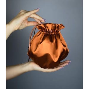 Borsa da sposa in raso color zenzero marrone, borsa arancione bruciato, porta soldi, borsetta, pochette, ideale per abito da sposa, festa, ballo di fine anno, addio al nubilato