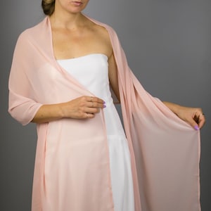 Pink scarf light pink Blush wrap pink shawl light pink wedding shrug pink chiffon scarf light pink scarf Lemonade Misty Rose image 1