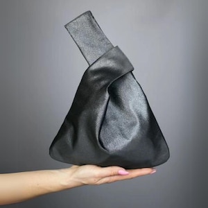 Borsa a nodo giapponese, borsa antracite, borsa carbone, borsa in taffetà argento scuro, borsa a nodo, borsa da sera, borsa argento, borsa oro, borsa da ballo oro