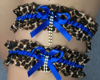 Ligas con estampado animal, ligas de boda, ligas de recuerdo, ligas de novia azules, ligas con estampado de leopardo, ligas personalizadas con estampado animal, ligas de recuerdo.