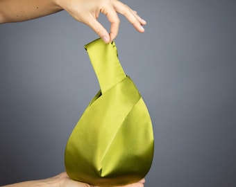 Sage green Japanese knot bag satin bag sage green clutch green purse green evening bag satin bag green prom purse clutch