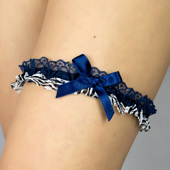 Animal Print Bridal Garter Wedding Bridal Gift Zebra Blue Etsy