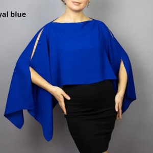 Robe de mariée capeline en mousseline de soie dorée, haussement d'épaules de luxe noir, cape de soirée, cape d'épaule, couleurs disponibles royal blue