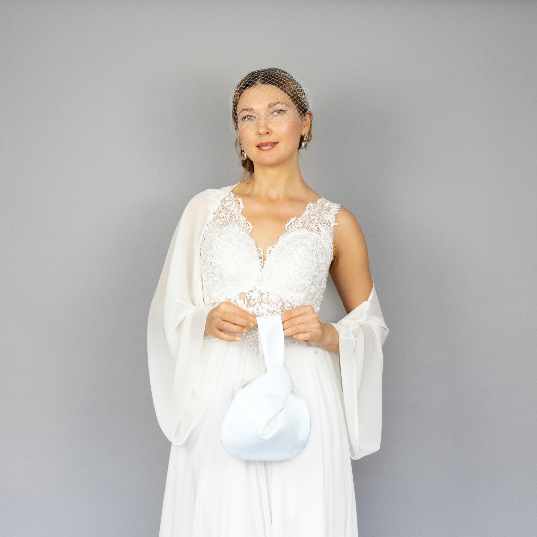 White Japanese Knot Bag White Bridal Bag White Bridal Purse Bridal