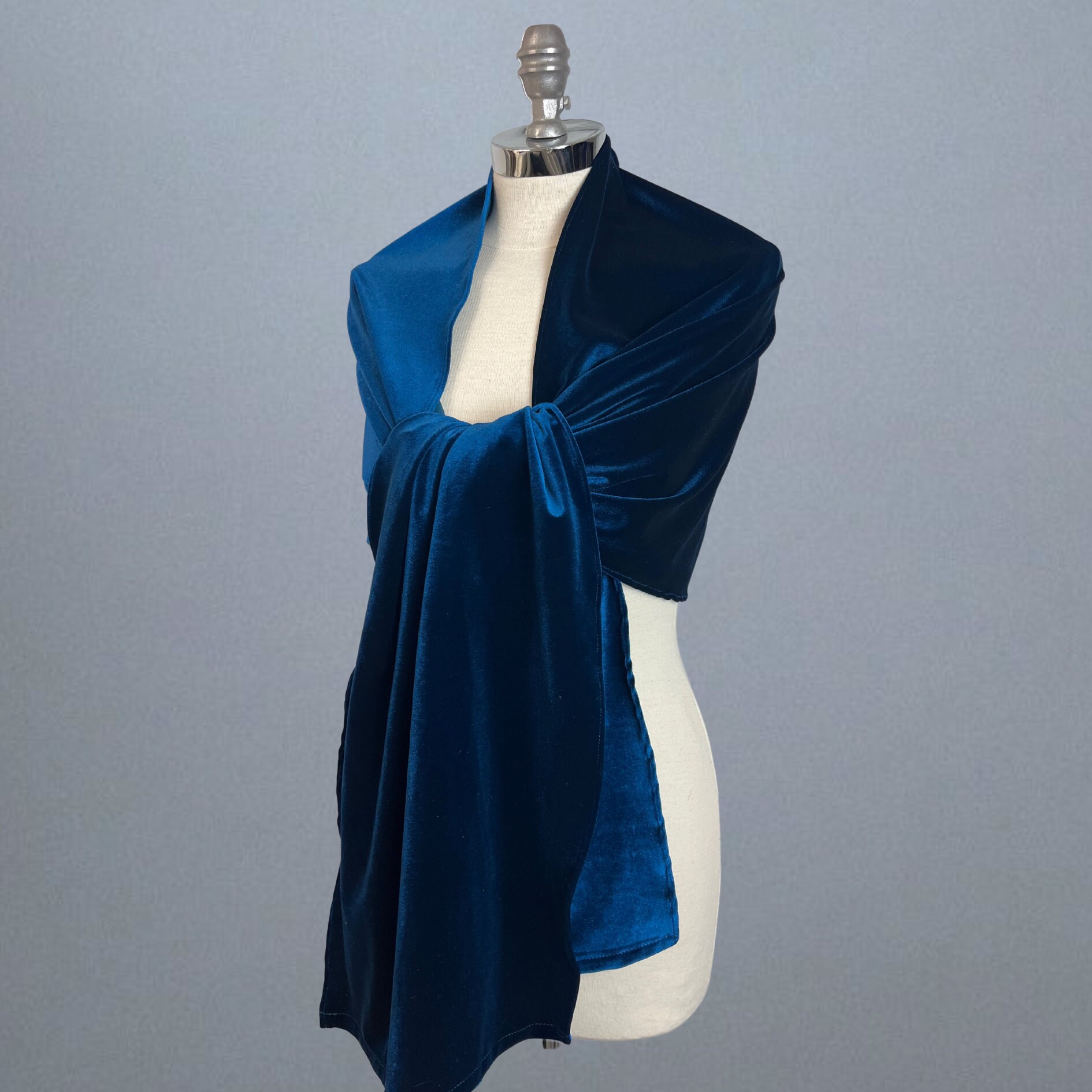 Velour Velvet Teal Blue Wrap Shawl Bolero Winter Wedding Shrug