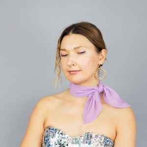 Bufanda lila, bufanda de gasa lila, varios colores, bufanda pistacho, corbata, accesorios para mujer, bufanda cuadrada, bufanda morado claro, bufanda lavanda
