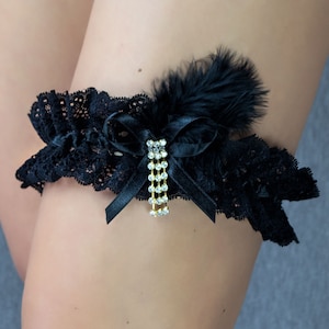 Rhinestones tossing garter keepsake wedding bride lace black , prom garter, black bridal gift