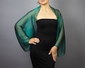 Luxury Bright Green Chiffon sleeves wrap shawl bolero Winter wedding shrug elegant accessory size unique dark green deep green peacock green product logo