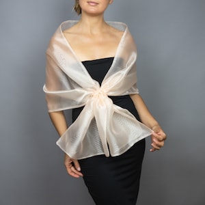 Champagne organza wrap champagne pull through wrap bridesmaid shawl champagne organza scarf champagne loop wrap woman organza shrug