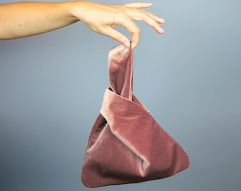 Japanische Knoten Samttasche Geldbörse Kupplung rosa blush, Hochzeit, Party, besonderer Anlass, einfache und elegante Tasche, Samt rosa Tasche Brautjungfern