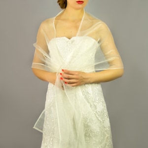 Ivory cream organza wrap ivory sheer shawl ivory shawl ivory scarf ivory sheer shrug bridesmaids scarf woman sheer scarf evening shawl prom