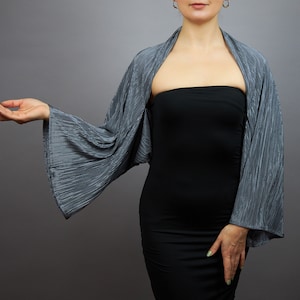 Black or gray stretch capelet wrap shrug sleeves bolero evening outfit, soft black or gray shrug, evening capelet, shoulder cape, jacket