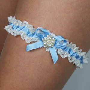 Rhinestone garter , tossing garter , bridal gift , wedding, keepsake , baby blue garter , lace garter , ivory off-white baby blue