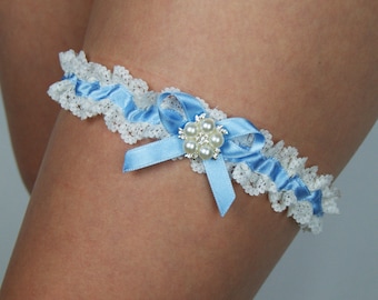 Rhinestone garter , tossing garter , bridal gift , wedding, keepsake , baby blue garter , lace garter , ivory off-white baby blue
