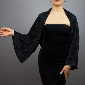 Black or gray stretch capelet wrap shrug sleeves bolero evening outfit, soft black or gray shrug, evening capelet, shoulder cape, jacket