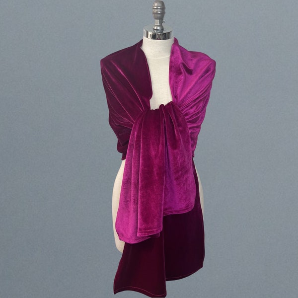 Velvet wrap shawl bolero Winter wedding shrug elegant accessory magenta or burgundy red or silver grey navy blue green