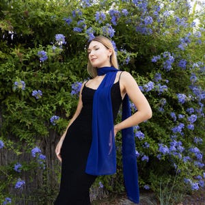 Blue scarf long chiffon scarf bright blur scarf sheer scarf blue summer scarf sheer blue scarf woman neck scarf elegant scarf woman gift