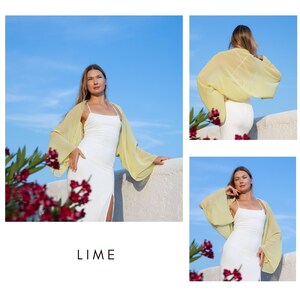 Pink Terracotta chiffon wrap bolero sleeves wedding, mother of the bride, bridesmaids, prom, evening wrap, evening dress Lime
