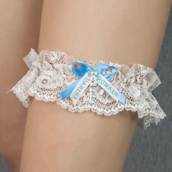 Bridal Set 2x garter Tossing garter for your wedding hen night lace champagne beige ivory navy blue bridal gift
