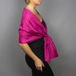 Luxury Organza Shawl Wrap: Magenta Fuchsia Bridesmaid Scarf for Evening Dresses image 4