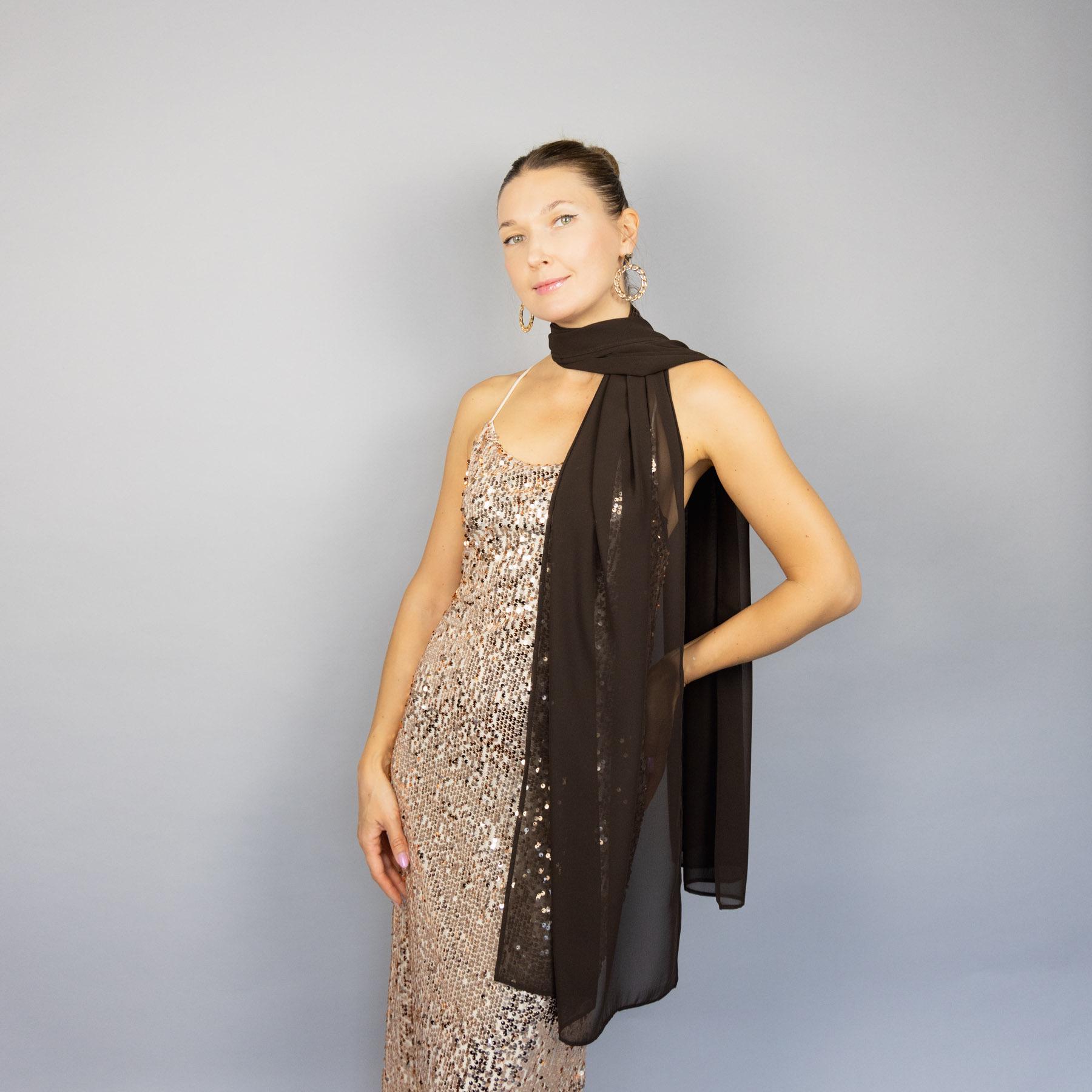 brown shawl for dress Dark Scarf Brown Chiffon Brown Wrap Dark Brown Shawl Evening Scarf Bridesmaids Brown Shawl Woman Brown Shawl Chocolate Brown which enhances the beauty