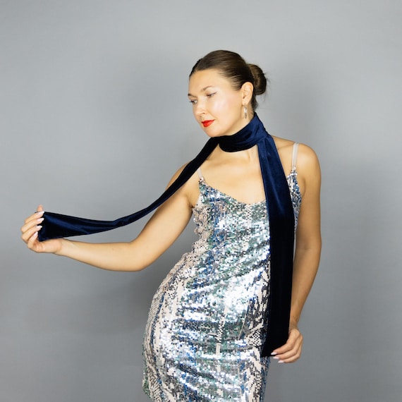 blue dress neck scarf Juliet Slinky Maxi Dress With Scarf - Pale Blue